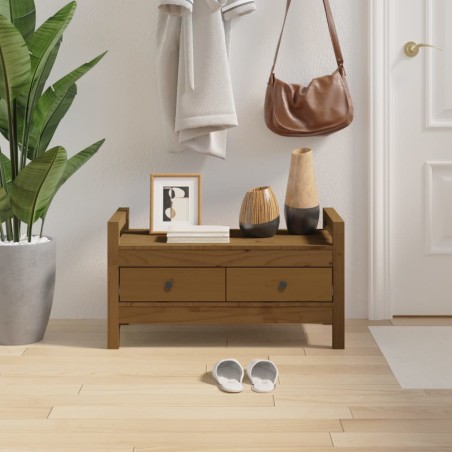 vidaXL Banco de recibidor madera maciza pino marrón miel 80x40x43 cm
