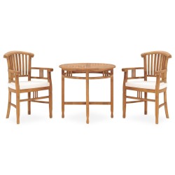 vidaXL Juego de comedor para jardín 3 pzas teca maciza y cojines