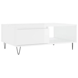 vidaXL Mesa de centro madera de ingeniería blanco brillo 90x60x35 cm