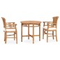 vidaXL Juego de comedor para jardín 3 pzas teca maciza y cojines