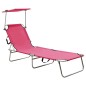vidaXL Tumbona plegable con toldo de acero rosa magento vidaXL Tumbona plegable con toldo de acero rosa magento