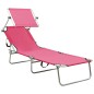 vidaXL Tumbona plegable con toldo de acero rosa magento vidaXL Tumbona plegable con toldo de acero rosa magento