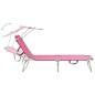 vidaXL Tumbona plegable con toldo de acero rosa magento vidaXL Tumbona plegable con toldo de acero rosa magento