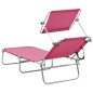 vidaXL Tumbona plegable con toldo de acero rosa magento vidaXL Tumbona plegable con toldo de acero rosa magento