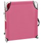 vidaXL Tumbona plegable con toldo de acero rosa magento vidaXL Tumbona plegable con toldo de acero rosa magento