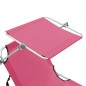 vidaXL Tumbona plegable con toldo de acero rosa magento vidaXL Tumbona plegable con toldo de acero rosa magento