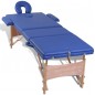 Mesa camilla de masaje de madera plegable de tres cuerpos azules Mesa camilla de masaje de madera plegable de tres cuerpos azules