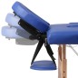 Mesa camilla de masaje de madera plegable de tres cuerpos azules Mesa camilla de masaje de madera plegable de tres cuerpos azules
