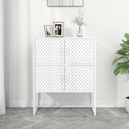 vidaXL Aparador de acero blanco 80x35x100 cm