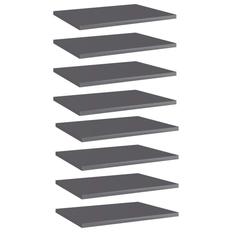 vidaXL Estante estantería 8 uds contrachapada gris brillo 40x30x1,5 cm vidaXL Estante estantería 8 uds contrachapada gris brillo 40x30x1,5 cm