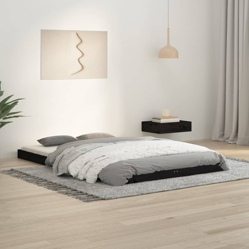 vidaXL Estructura de cama de madera maciza pino negra 120x190 cm vidaXL Estructura de cama de madera maciza pino negra 120x190 cm