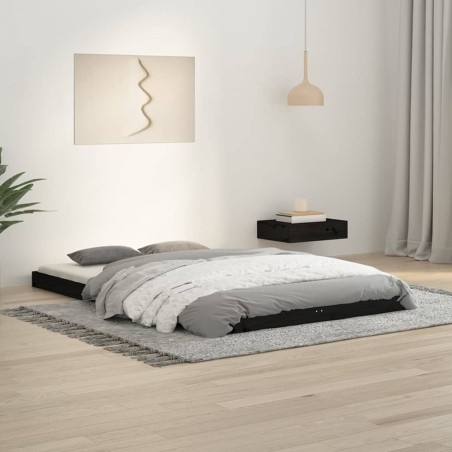 vidaXL Estructura de cama de madera maciza pino negra 120x190 cm