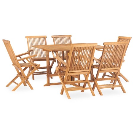 vidaXL Set comedor de jardín plegable 7 piezas madera maciza de teca