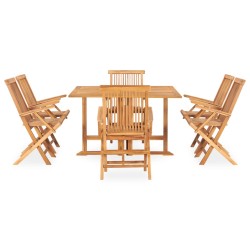 vidaXL Set comedor de jardín plegable 7 piezas madera maciza de teca