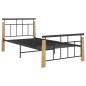 vidaXL Estructura de cama metal y madera maciza de roble 100x200 cm
