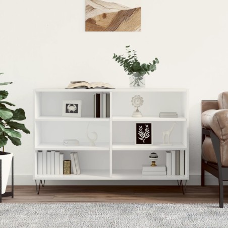 vidaXL Aparador de madera contrachapada blanco brillo 103,5x35x70 cm