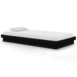 vidaXL Estructura de cama madera maciza negra 100x200 cm