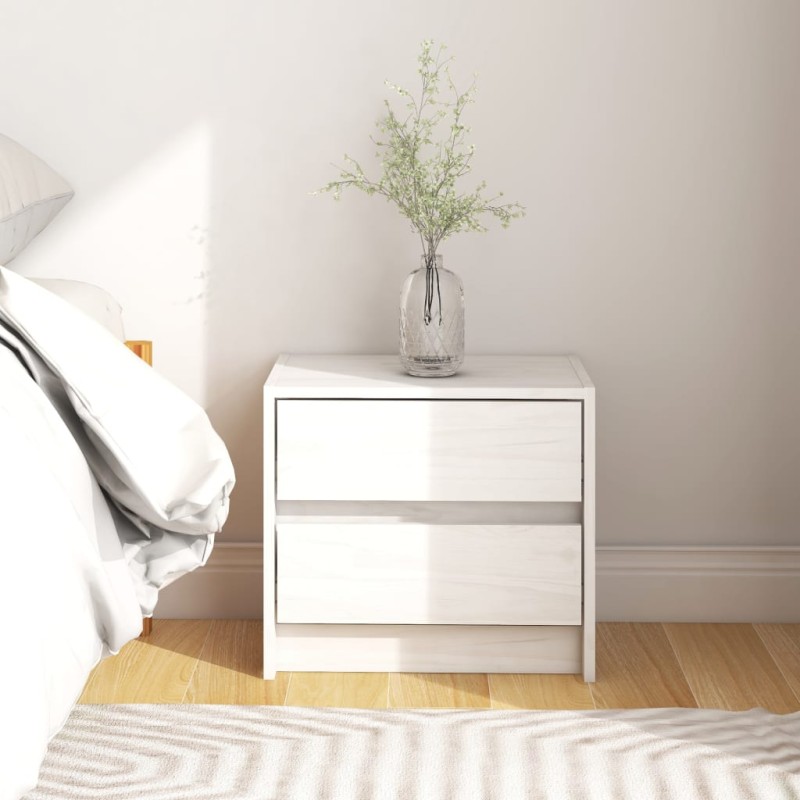 vidaXL Mesita de noche madera maciza de pino blanca 40x30,5x35,5 cm vidaXL Mesita de noche madera maciza de pino blanca 40x30,5x35,5 cm