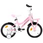 vidaXL Bicicleta niños y portaequipajes delantero 14" blanca y rosa vidaXL Bicicleta niños y portaequipajes delantero 14" blanca y rosa