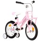 vidaXL Bicicleta niños y portaequipajes delantero 14" blanca y rosa vidaXL Bicicleta niños y portaequipajes delantero 14" blanca y rosa