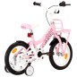 vidaXL Bicicleta niños y portaequipajes delantero 14" blanca y rosa vidaXL Bicicleta niños y portaequipajes delantero 14" blanca y rosa