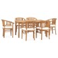 vidaXL Set de comedor de jardín 7 pzas y cojines madera maciza de teca