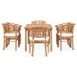 vidaXL Set de comedor de jardín 7 pzas y cojines madera maciza de teca
