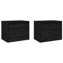 vidaXL Armario de pared 2 uds madera maciza de pino negro 45x30x35 cm