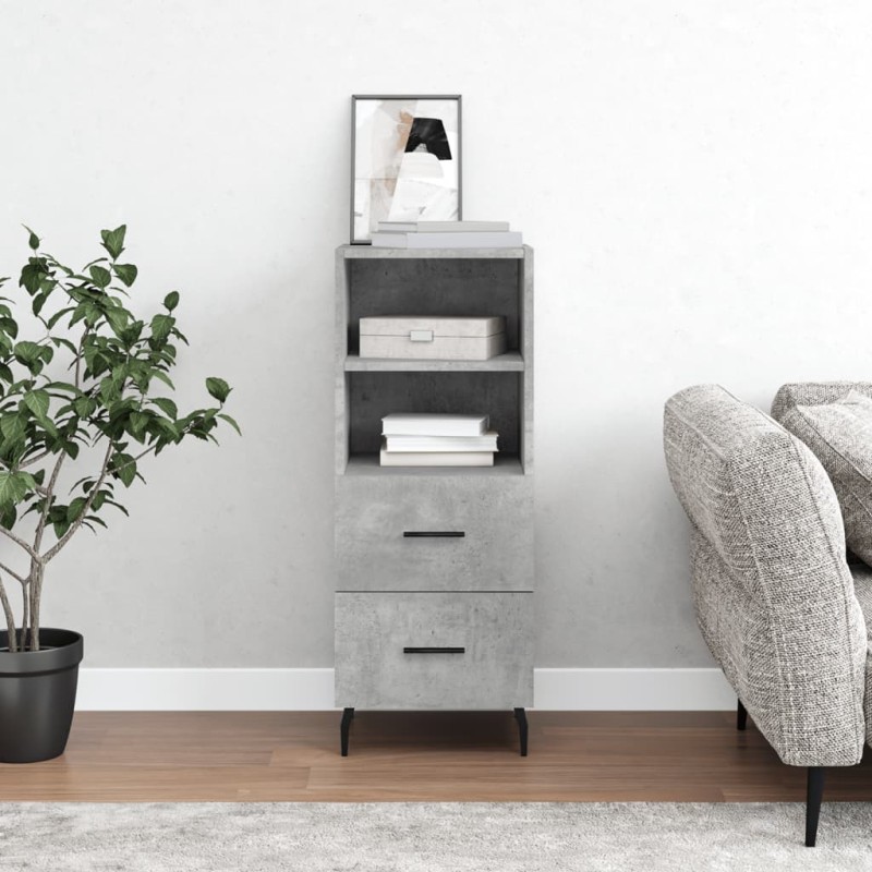 vidaXL Aparador de madera contrachapada gris hormigón 34,5x34x90 cm vidaXL Aparador de madera contrachapada gris hormigón 34,5x34x90 cm