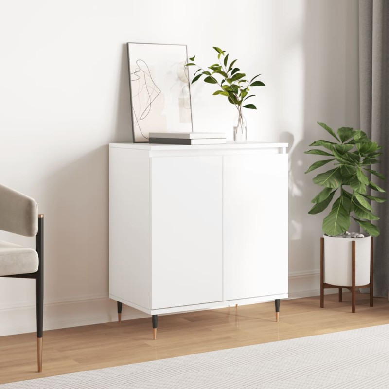 vidaXL Aparador de madera contrachapada blanco brillante 60x35x70 cm vidaXL Aparador de madera contrachapada blanco brillante 60x35x70 cm