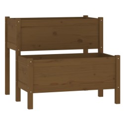 vidaXL Jardinera de madera maciza de pino marrón miel 84,5x84x75 cm
