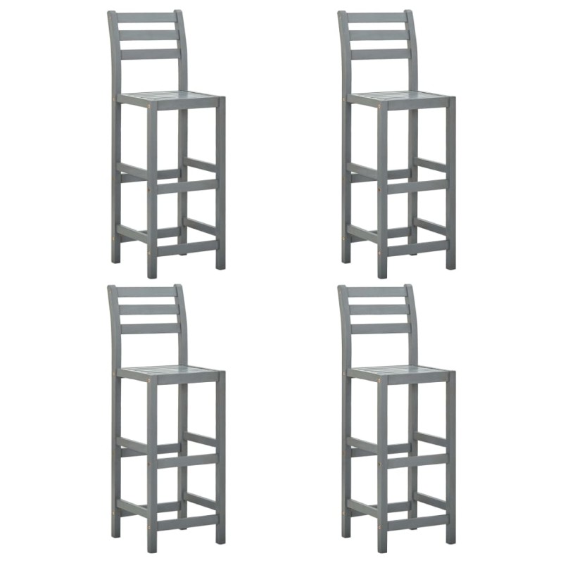 vidaXL Taburetes de cocina 4 unidades madera maciza de acacia gris vidaXL Taburetes de cocina 4 unidades madera maciza de acacia gris