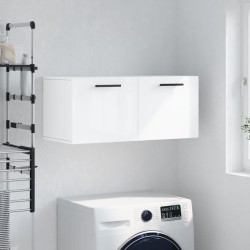 vidaXL Armario de pared madera ingeniería blanco brillo 80x36,5x35 cm
