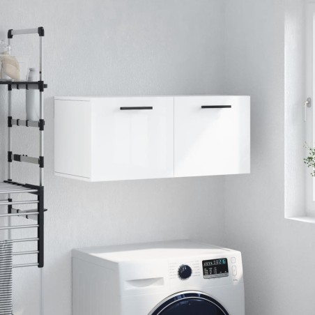 vidaXL Armario de pared madera ingeniería blanco brillo 80x36,5x35 cm
