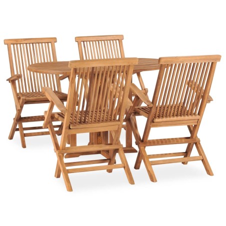 vidaXL Set de comedor de jardín plegable 5 pzas madera maciza de teca