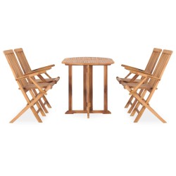 vidaXL Set de comedor de jardín plegable 5 pzas madera maciza de teca