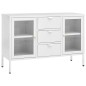 vidaXL Aparador de acero y vidrio templado blanco 105x35x70 cm vidaXL Aparador de acero y vidrio templado blanco 105x35x70 cm