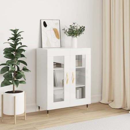 vidaXL Aparador de madera contrachapada blanco brillante 69,5x34x90 cm