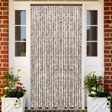 vidaXL Cortina mosquitera chenilla gris taupe y blanco 100x220 cm 