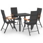 vidaXL Juego de comedor para jardín 5 piezas negro y marrón vidaXL Juego de comedor para jardín 5 piezas negro y marrón