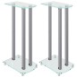 vidaXL Soportes de altavoces 2 uds vidrio templado plateado 3 pilares vidaXL Soportes de altavoces 2 uds vidrio templado plateado 3 pilares