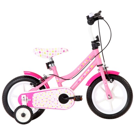 vidaXL Bicicleta para niños 12 pulgadas blanco y rosa