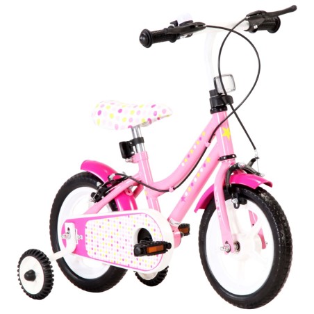 vidaXL Bicicleta para niños 12 pulgadas blanco y rosa