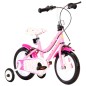 vidaXL Bicicleta para niños 12 pulgadas blanco y rosa