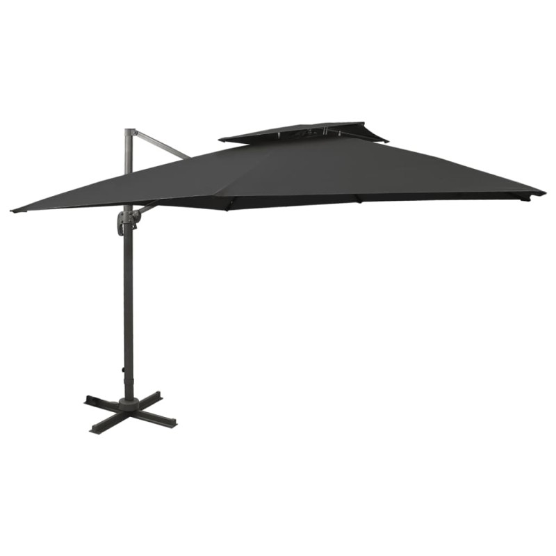 vidaXL Sombrilla voladiza con doble techo negro 300x300 cm vidaXL Sombrilla voladiza con doble techo negro 300x300 cm