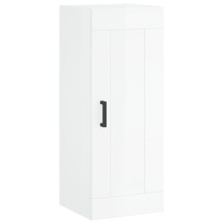 vidaXL Armario de pared madera ingeniería blanco brillo 34,5x34x90 cm
