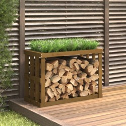 vidaXL Soporte leña de exterior madera pino marrón miel 108x52x74 cm
