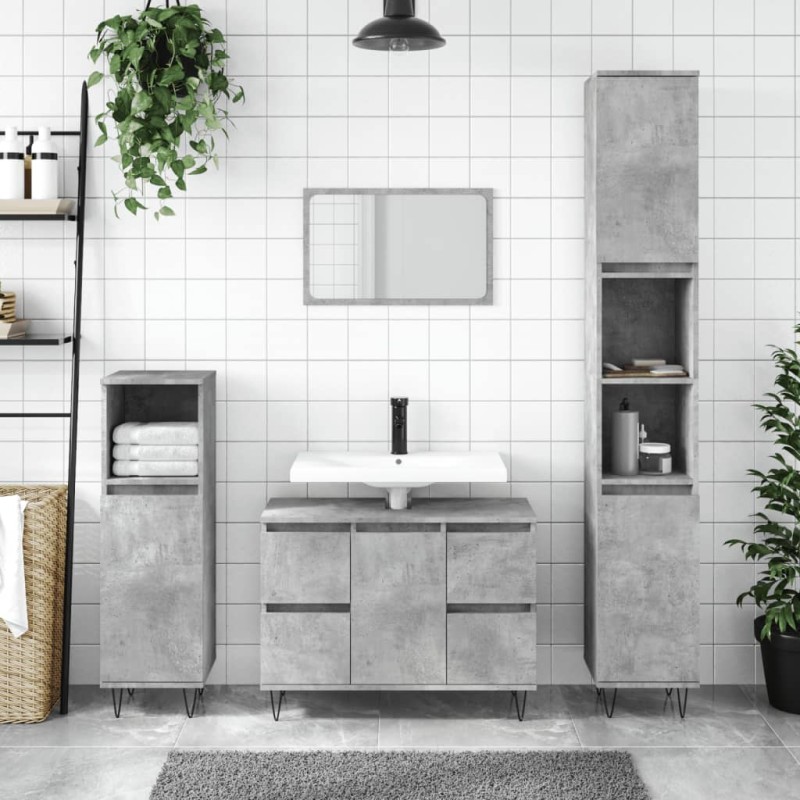 vidaXL Mueble de baño madera de ingeniería gris hormigón 80x33x60 cm vidaXL Mueble de baño madera de ingeniería gris hormigón 80x33x60 cm