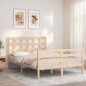 vidaXL Estructura de cama de matrimonio con cabecero madera maciza vidaXL Estructura de cama de matrimonio con cabecero madera maciza