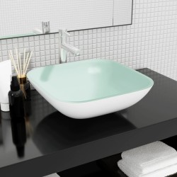 vidaXL Lavabo de vidrio blanco 42x42x14 cm